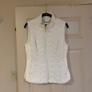 White House Black Market Ivory/Silver Lined Vest sz S